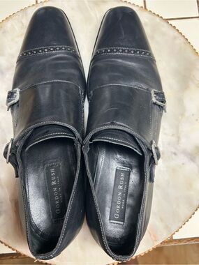Gordon Rush Black Leather Double Monk Strap Dress Shoes